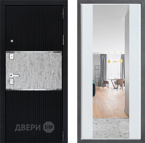 Входная металлическая Дверь Дверной континент ДК-13 ФЛЗ-1 Зеркало Белое дерево в Электростали