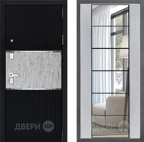Входная металлическая Дверь Дверной континент ДК-13 ФЛЗ-2 Зеркало Бетон светлый в Электростали