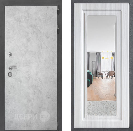 Входная металлическая Дверь Дверной континент ДК-3/743 ФЛЗ Зеркало Сандал белый в Электростали