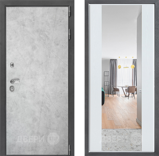 Входная металлическая Дверь Дверной континент ДК-3/743 ФЛЗ-1 Зеркало Белое дерево в Электростали