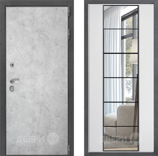 Входная металлическая Дверь Дверной континент ДК-3/743 ФЛЗ-2 Зеркало Белый софт в Электростали