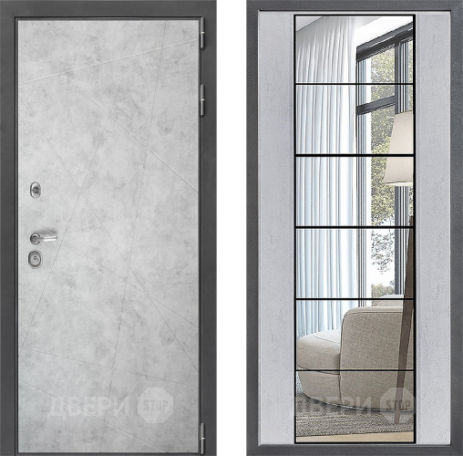 Входная металлическая Дверь Дверной континент ДК-3/743 ФЛЗ-2 Зеркало Бетон светлый в Электростали