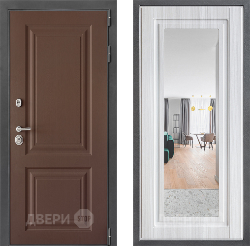 Входная металлическая Дверь Дверной континент ДК-3/729 ФЛЗ Зеркало Сандал белый в Электростали