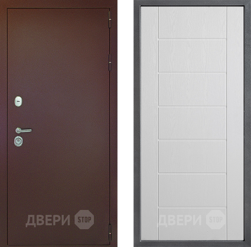 Входная металлическая Дверь Дверной континент Рубикон Медь Дизайн ФЛ-Лайн Белое дерево в Электростали