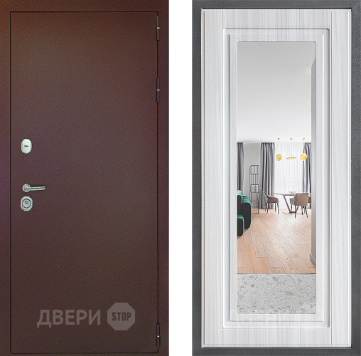 Входная металлическая Дверь Дверной континент Рубикон Медь Дизайн ФЛЗ Зеркало Сандал белый в Электростали