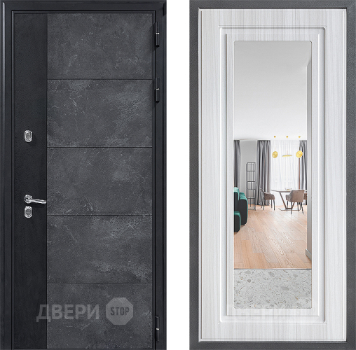 Входная металлическая Дверь Дверной континент ДК-15 Бетон ТЕРМО ФЛЗ Зеркало Сандал белый в Электростали