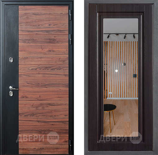 Дверь Дверной континент ДК-15 Красное Дерево ТЕРМО ФЛЗ Зеркало Венге в Электростали