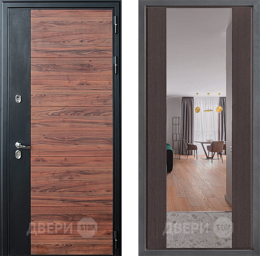 Входная металлическая Дверь Дверной континент ДК-15 Красное Дерево ТЕРМО ФЛЗ-1 Зеркало Венге в Электростали