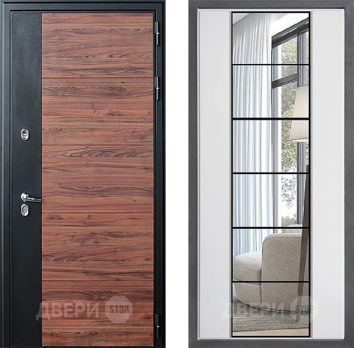 Дверь Дверной континент ДК-15 Красное Дерево ТЕРМО ФЛЗ-2 Зеркало Белый софт в Электростали