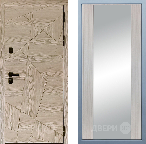 Входная металлическая Дверь Дива МД-97/1 Д-15 Зеркало Сандал белый в Электростали