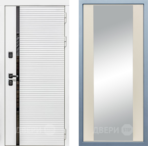 Входная металлическая Дверь Дива МХ-45 Белая STR Д-15 Зеркало Шампань в Электростали