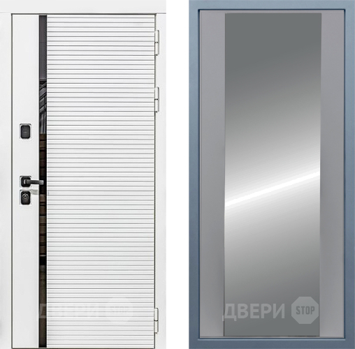 Входная металлическая Дверь Дива МХ-45 Белая STR Д-15 Зеркало Силк Маус в Электростали