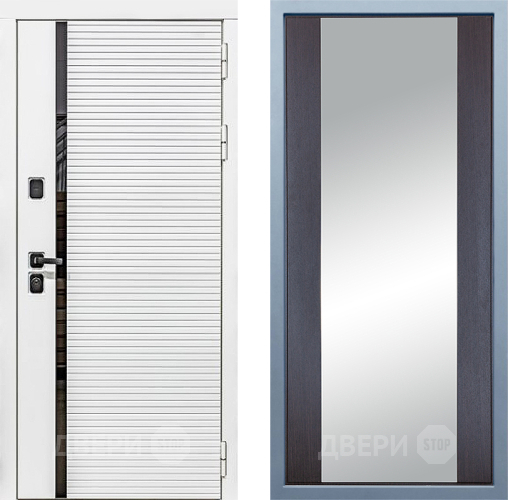 Входная металлическая Дверь Дива МХ-45 Белая STR Д-15 Зеркало Венге в Электростали
