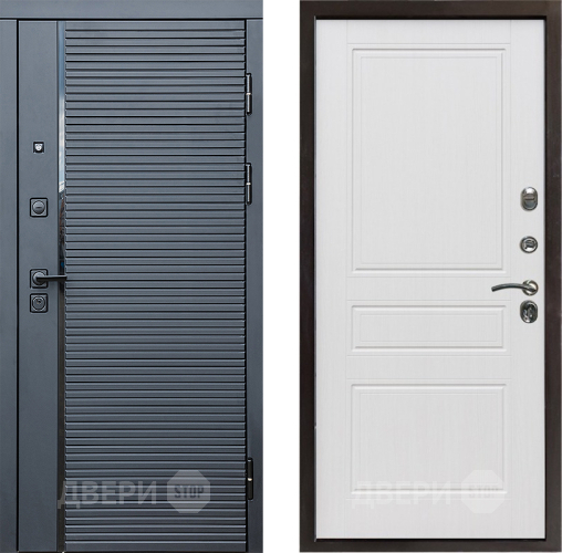 Входная металлическая Дверь Престиж Черная Линия Классика Белое дерево в Электростали