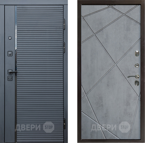 Входная металлическая Дверь Престиж Черная Линия Лучи Бетон темный в Электростали