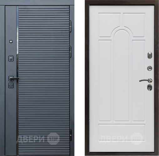 Входная металлическая Дверь Престиж Черная Линия Арка Белое дерево в Электростали