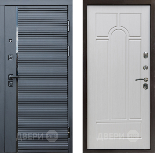 Входная металлическая Дверь Престиж Черная Линия Арка Лиственница белая в Электростали