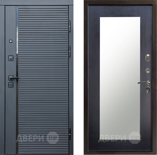 Входная металлическая Дверь Престиж Черная Линия Зеркло Пастораль Венге в Электростали