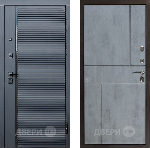 Входная металлическая Дверь Престиж Черная Линия Горизонт Бетон темный в Электростали