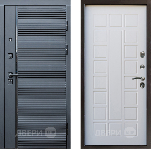 Входная металлическая Дверь Престиж Черная Линия Престиж Белое дерево в Электростали