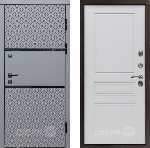 Входная металлическая Дверь Престиж Ромб Классика Белый матовый в Электростали
