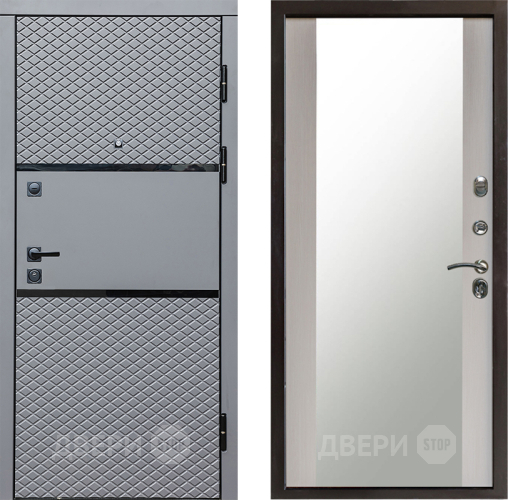 Входная металлическая Дверь Престиж Ромб Зеркало Лиственница белая в Электростали