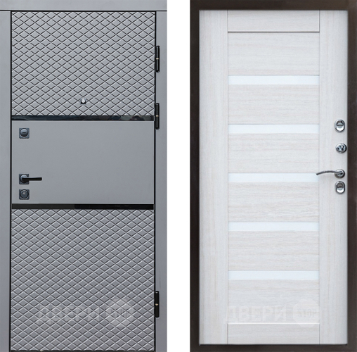 Входная металлическая Дверь Престиж Ромб Царга Лиственница белая в Электростали