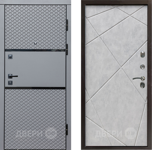 Входная металлическая Дверь Престиж Ромб Лучи Бетон светлый в Электростали