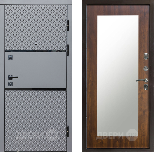 Входная металлическая Дверь Престиж Ромб Зеркло Пастораль Дуб в Электростали