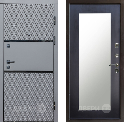 Входная металлическая Дверь Престиж Ромб Зеркло Пастораль Венге в Электростали