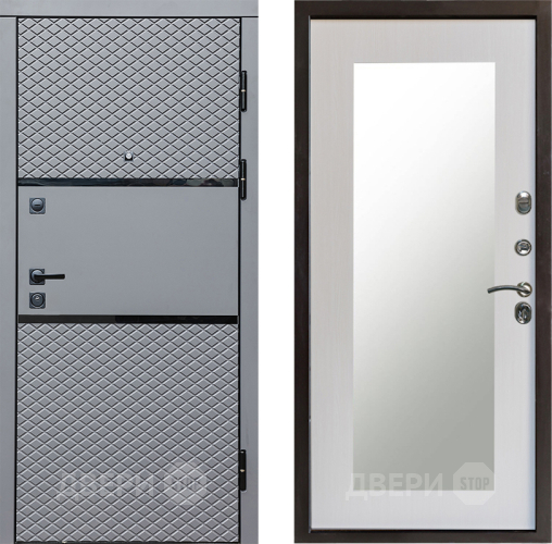 Входная металлическая Дверь Престиж Ромб Зеркло Пастораль Лиственница белая в Электростали