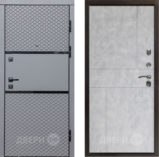 Входная металлическая Дверь Престиж Ромб Горизонт Бетон светлый в Электростали