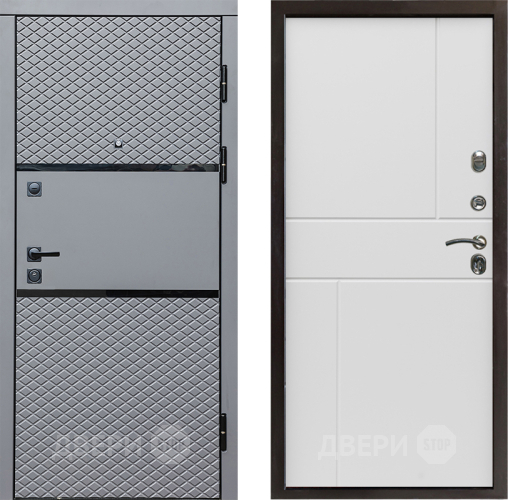 Входная металлическая Дверь Престиж Ромб Горизонт Бетон белый в Электростали