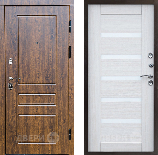 Входная металлическая Дверь Престиж Классика Дуб Царга Лиственница белая в Электростали
