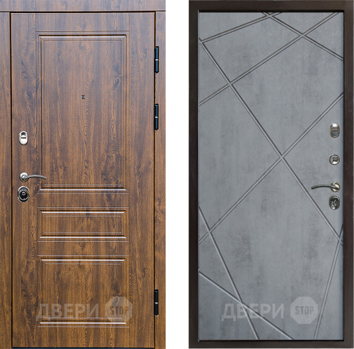 Входная металлическая Дверь Престиж Классика Дуб Лучи Бетон темный в Электростали