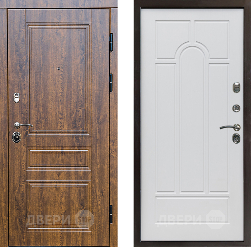 Входная металлическая Дверь Престиж Классика Дуб Арка Белое дерево в Электростали