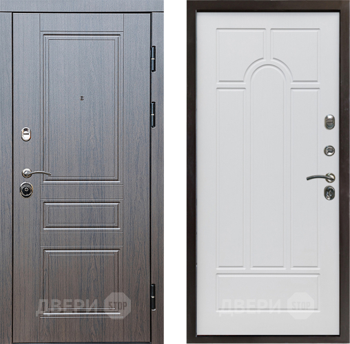 Входная металлическая Дверь Престиж Классика Венге Арка Белое дерево в Электростали