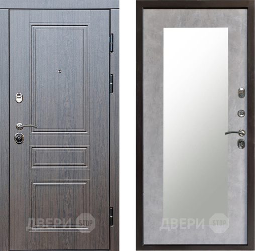 Входная металлическая Дверь Престиж Классика Венге Зеркло Пастораль Бетон светлый в Электростали