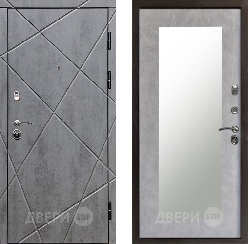 Входная металлическая Дверь Престиж Лучи Зеркло Пастораль Бетон светлый в Электростали
