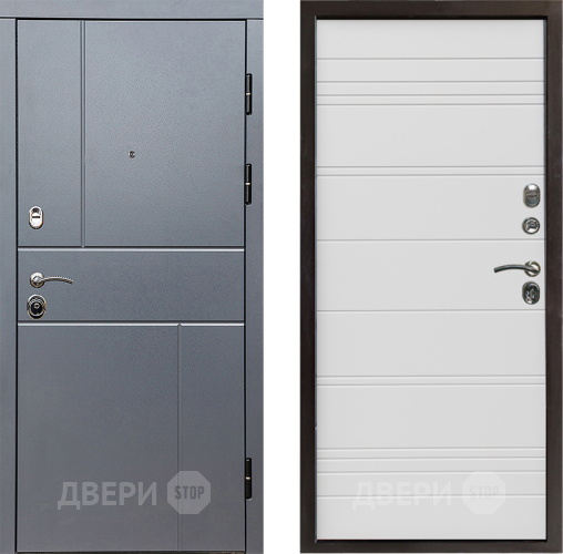Входная металлическая Дверь Престиж Горизонт Грэй Line Белый в Электростали