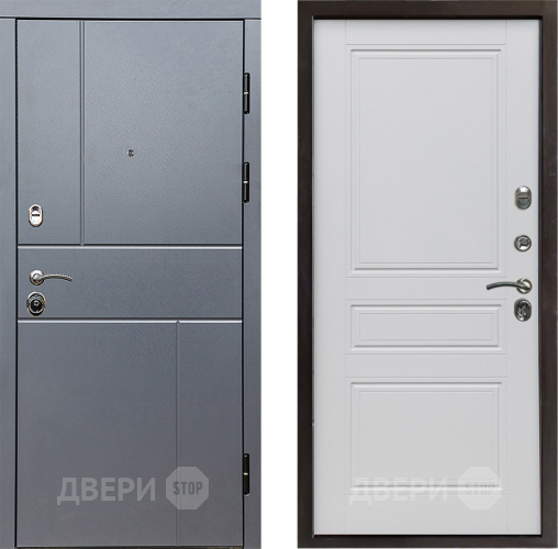 Входная металлическая Дверь Престиж Горизонт Грэй Классика Белый матовый в Электростали