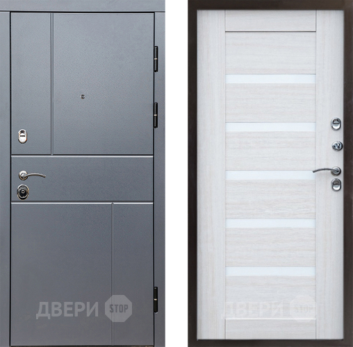 Входная металлическая Дверь Престиж Горизонт Грэй Царга Лиственница белая в Электростали