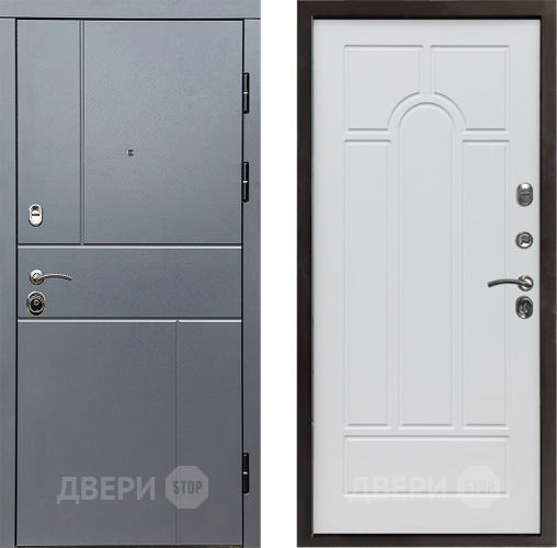 Входная металлическая Дверь Престиж Горизонт Грэй Арка Белое дерево в Электростали
