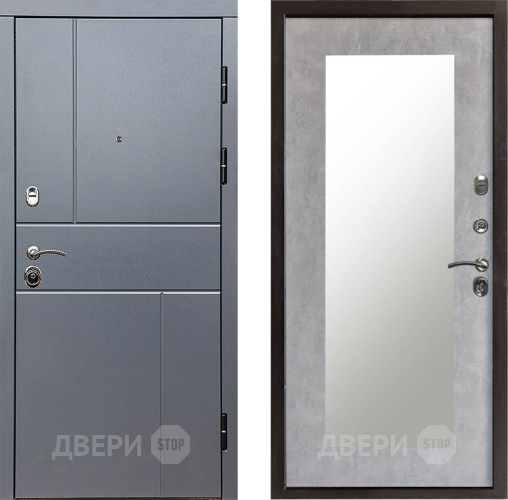 Входная металлическая Дверь Престиж Горизонт Грэй Зеркло Пастораль Бетон светлый в Электростали