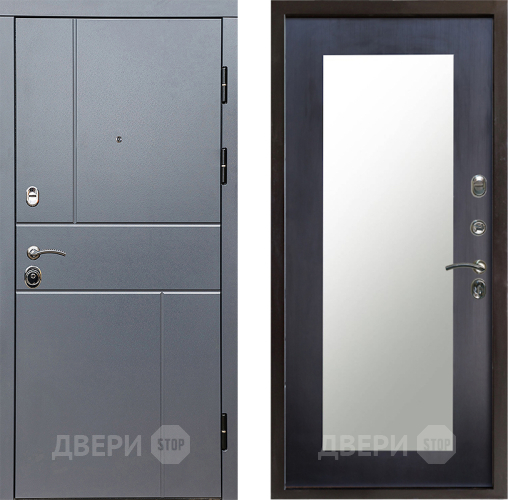 Входная металлическая Дверь Престиж Горизонт Грэй Зеркло Пастораль Венге в Электростали