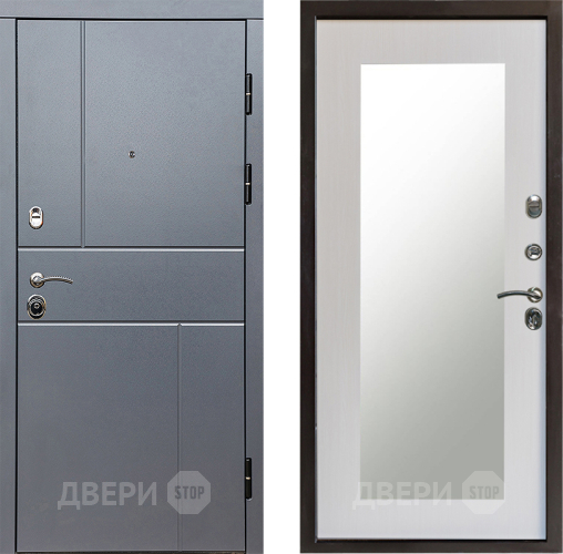 Входная металлическая Дверь Престиж Горизонт Грэй Зеркло Пастораль Лиственница белая в Электростали