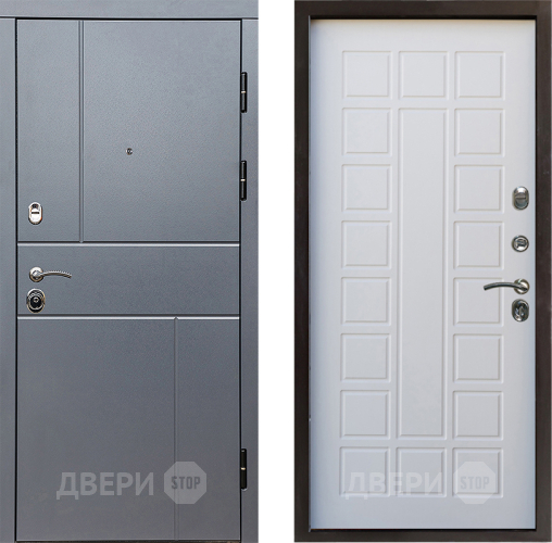 Входная металлическая Дверь Престиж Горизонт Грэй Престиж Белое дерево в Электростали