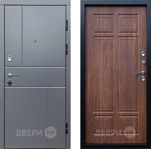 Входная металлическая Дверь Престиж Горизонт Грэй Премиум Орех темный в Электростали