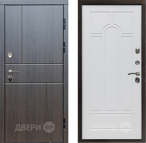Входная металлическая Дверь Престиж Горизонт Венге Арка Белое дерево в Электростали