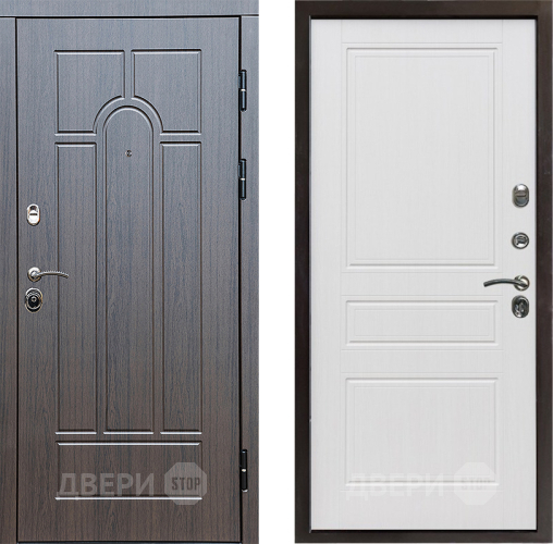 Входная металлическая Дверь Престиж Арка Классика Белое дерево в Электростали